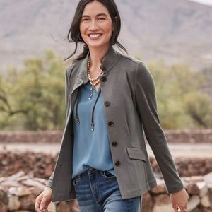 NWOT Sundance Park Single Breasted Knit Blazer Heather Gray